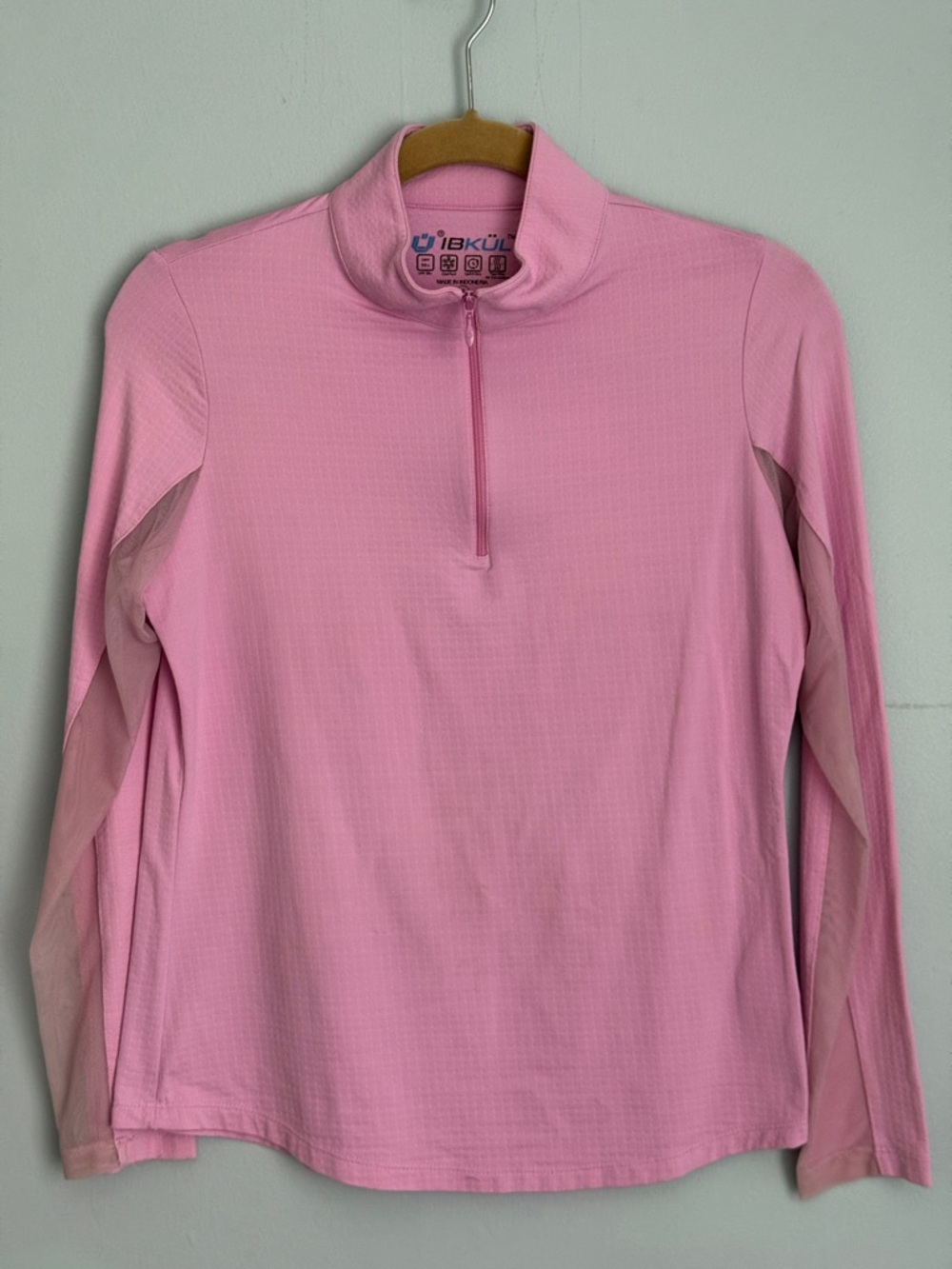 IBKUL Light Pink Long-Sleeve Quarter Zip Athletic Top